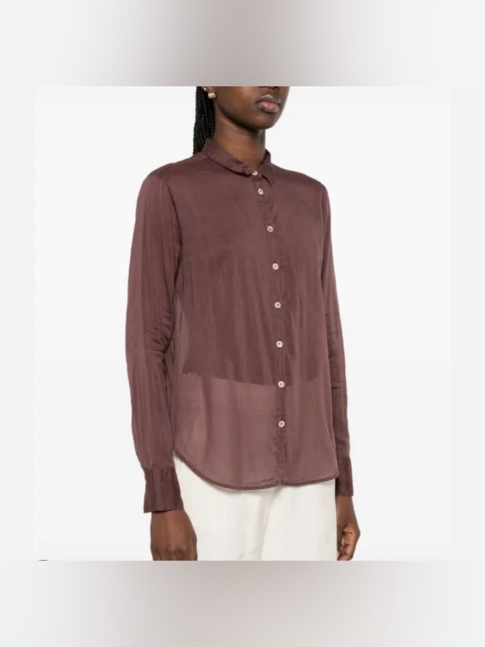 This is not the exact top! Forte-forte Semi-Sheer Button-Front Tunic in brown